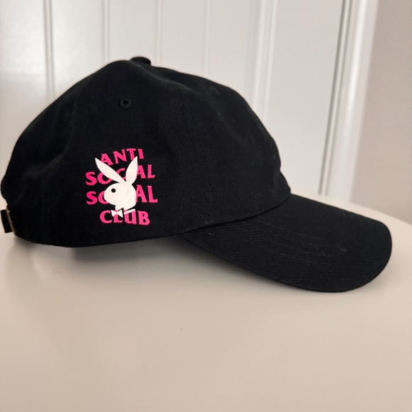 Anti Social Social Club Hat Playboy Remix Cap Black Pink ASSC bape - Picture 1 of 3